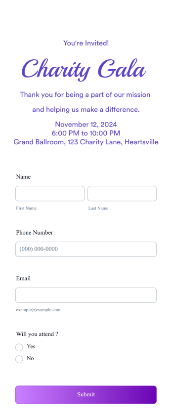 Non-profit Event RSVP App Template