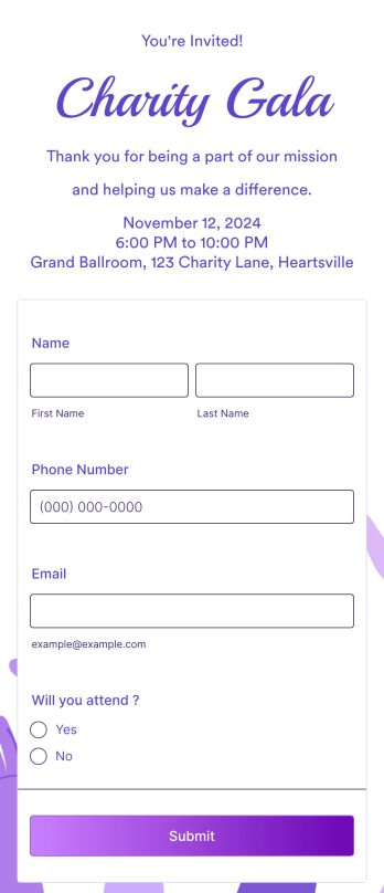Non-profit Event RSVP App Template