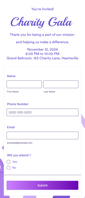 Non-profit Event RSVP App Template