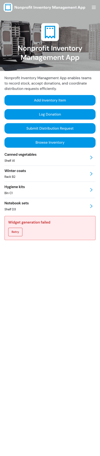 Nonprofit Inventory Management App Template