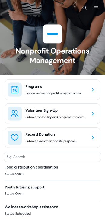 Nonprofit Operations Management App Template