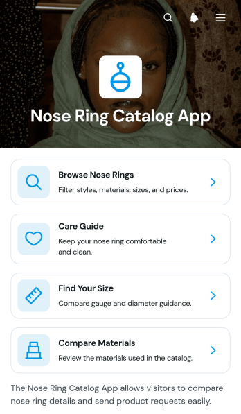 Nose Ring Catalog App Template