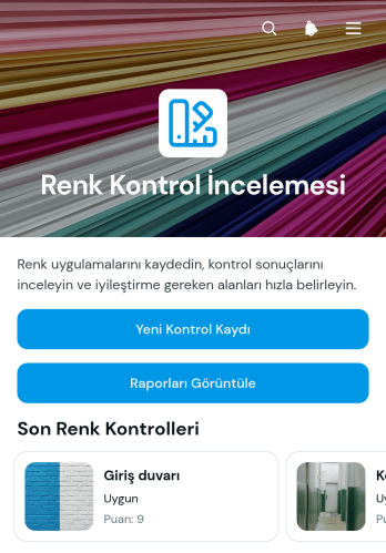 Numune Renk Kontrol Uygulama Șablonu