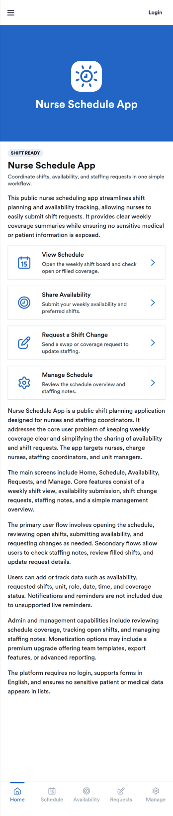 Nurse Schedule App Template