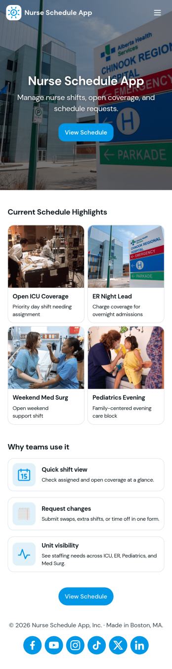Nurse Schedule App Template