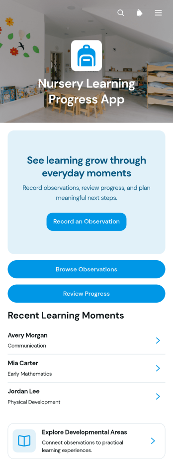 Nursery Learning Progress App Template