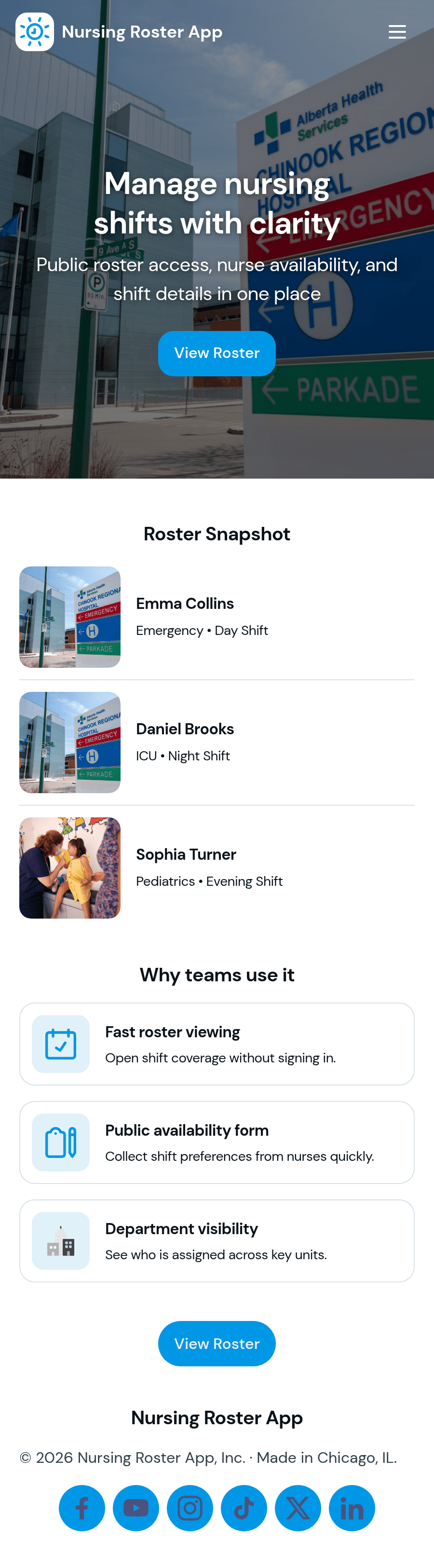 Nursing Roster App Template | Jotform