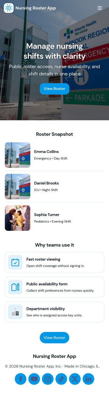 Nursing Roster App Template