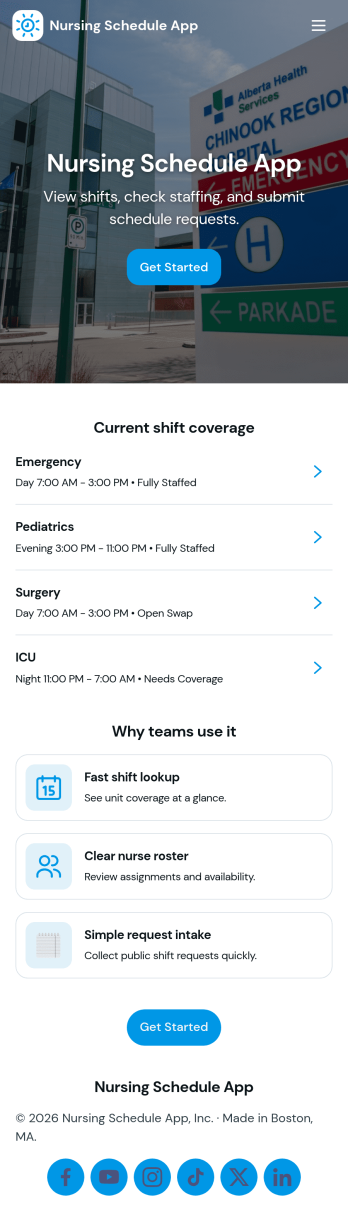 Nursing Schedule App Template