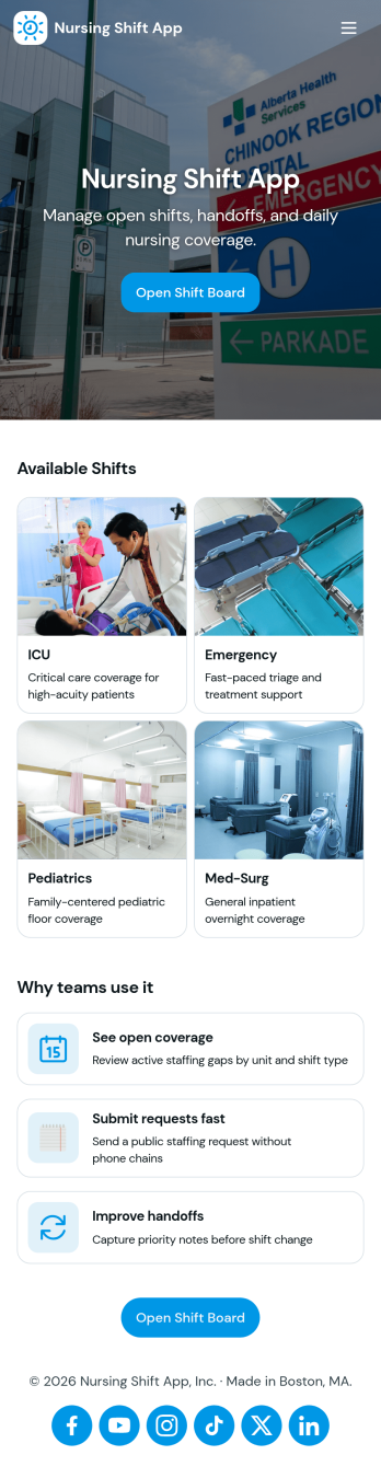 Nursing Shift App Template