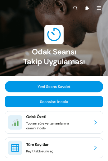 Odak Seansı Takip Uygulama Șablonu
