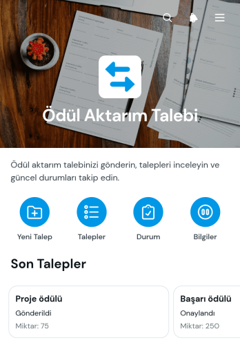 Ödül Aktarım Talebi Uygulama Șablonu