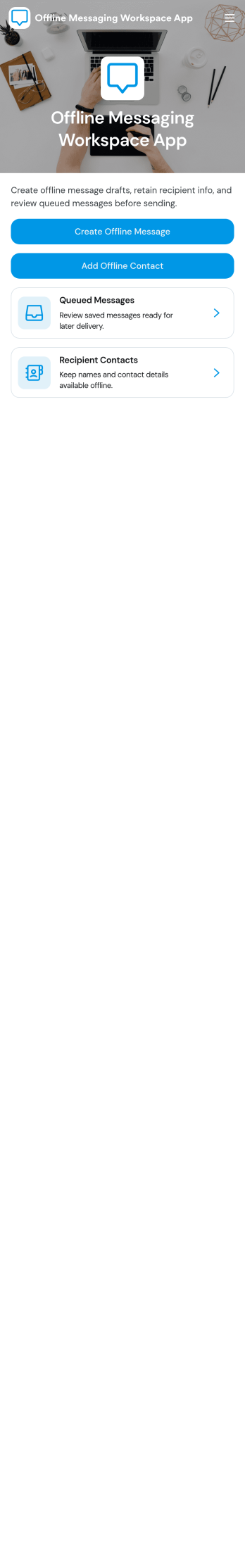 Offline Messaging Workspace App Template
