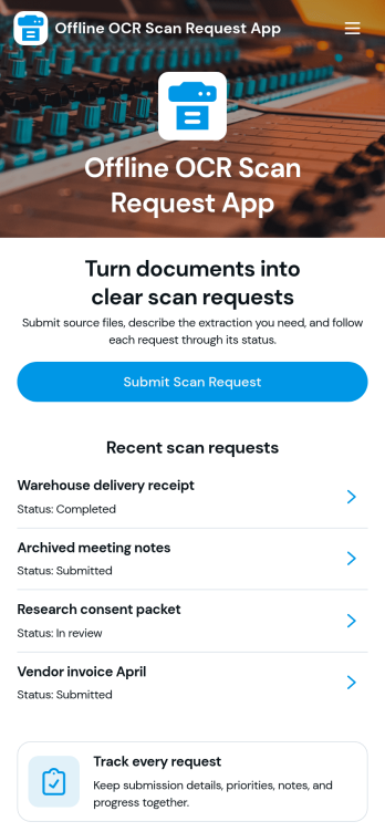 Offline OCR Scan Request App Template