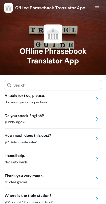 Offline Phrasebook Translator App Template