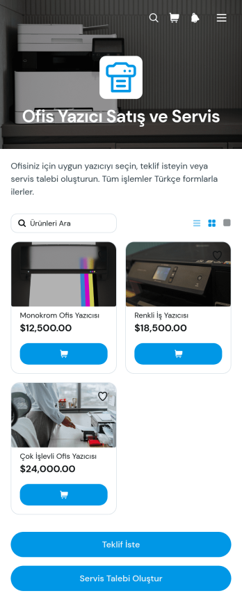 Ofis Yazıcısı Satış ve Servis Uygulama Șablonu