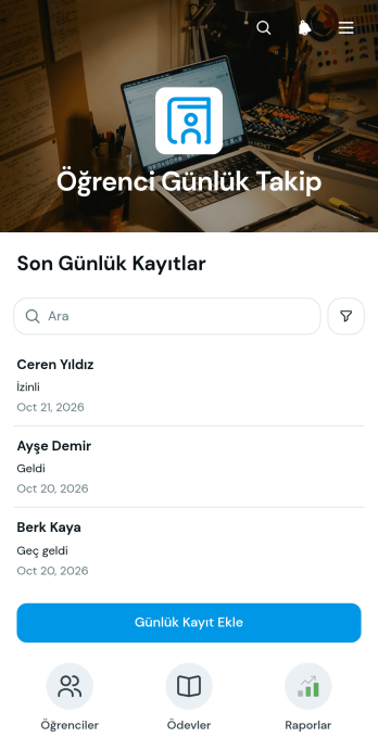 Öğrenci Günlük Takip Uygulama Șablonu