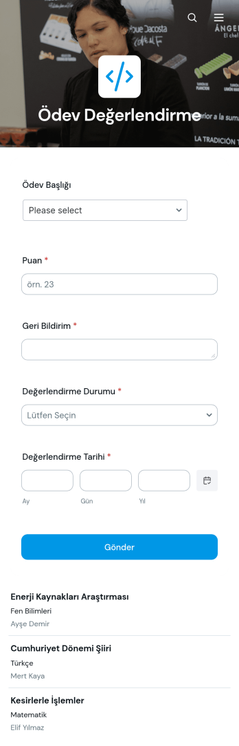 Öğrenci Ödevi Notlandırma Uygulama Șablonu
