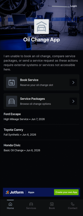Oil Change App Template