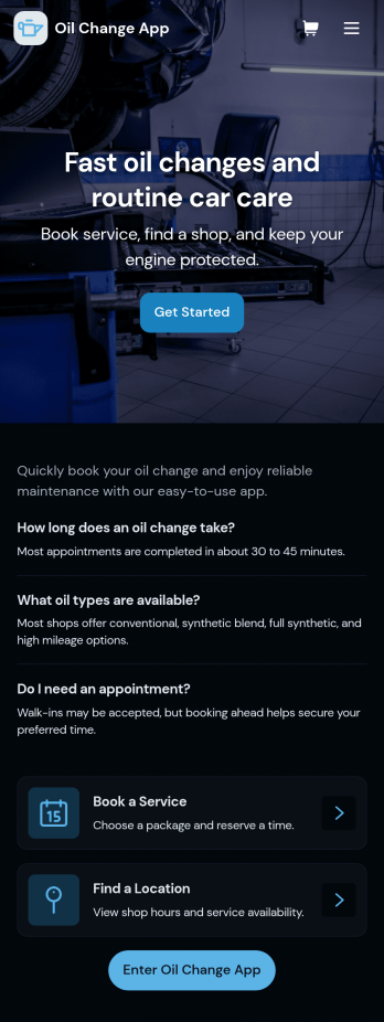 Oil Change App Template