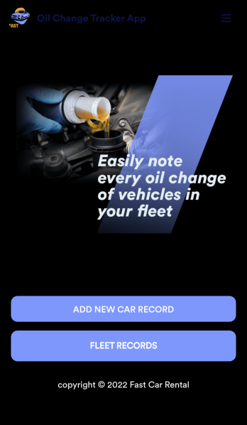 Oil Change Tracker App Template