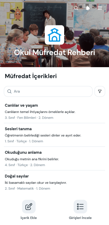 Okul Müfredat Rehberi Uygulama Șablonu
