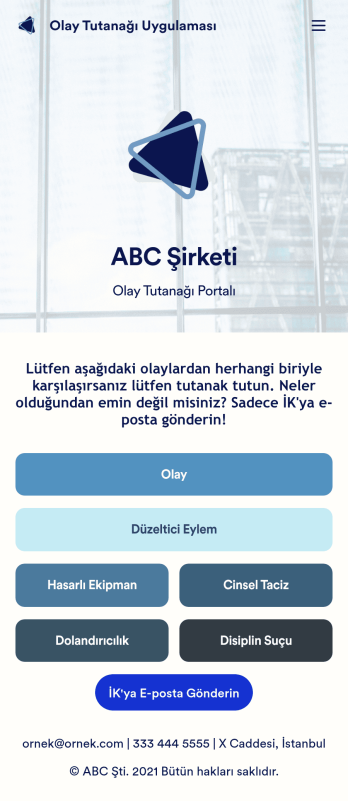 Olay Tutanağı Uygulama Șablonu