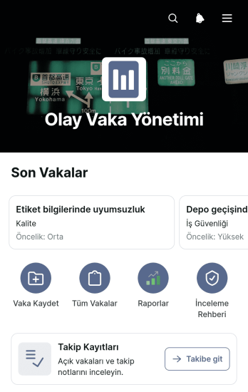 Olay Vaka Yönetimi Uygulama Șablonu