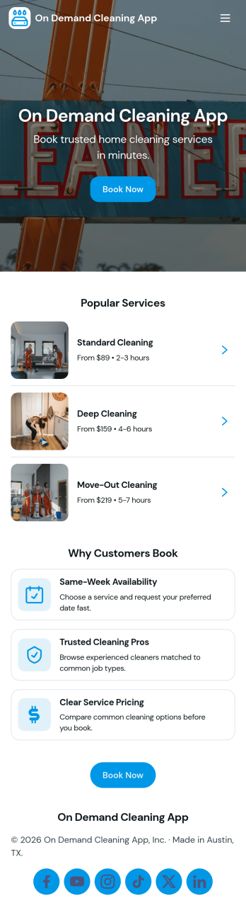 On Demand Cleaning App Template