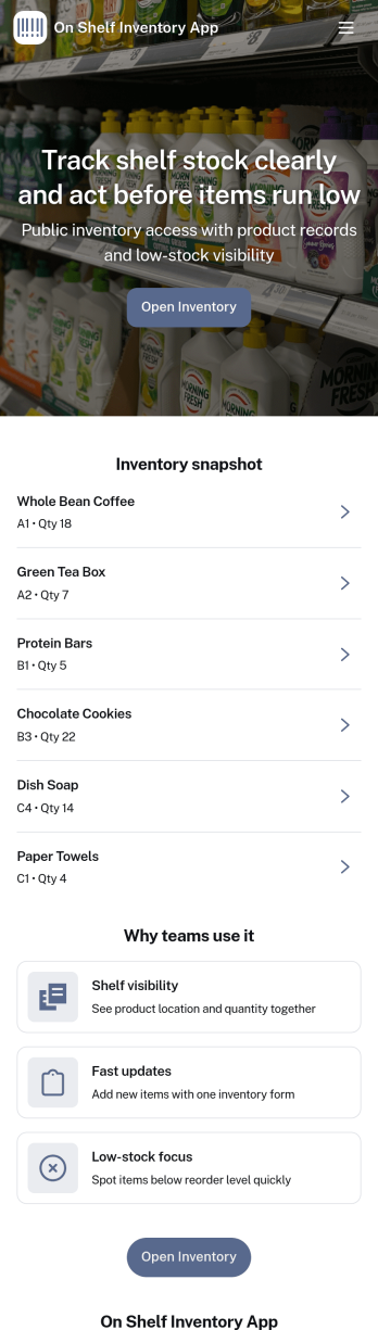 On Shelf Inventory App Template
