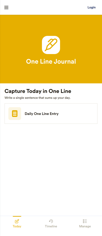 One Line Journal App Template