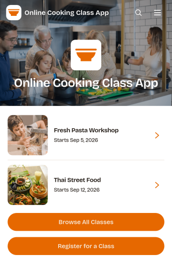 Online Cooking Class App Template