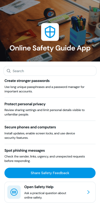 Online Safety Guide App Template