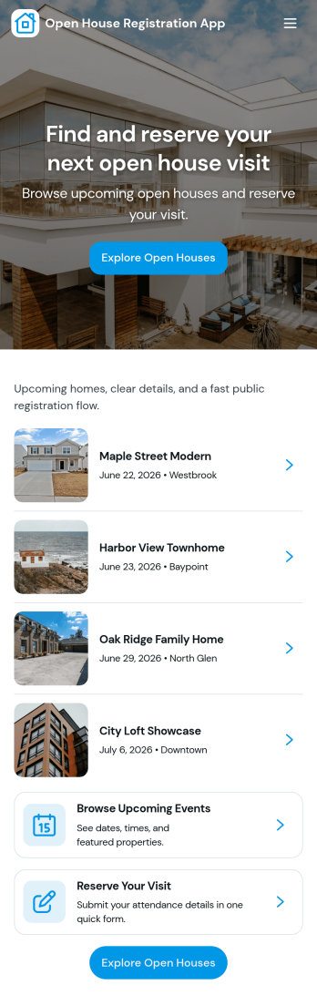 Open House Registration App Template