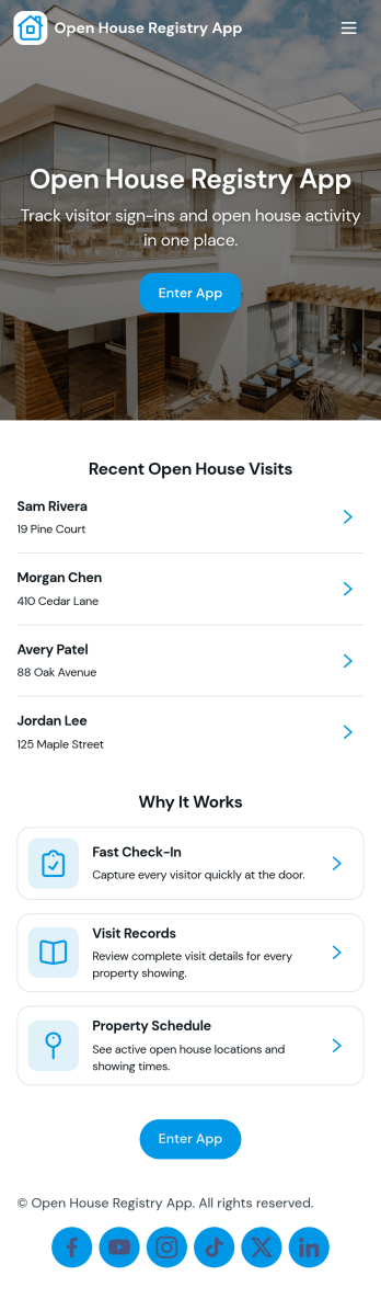 Open House Registry App Template