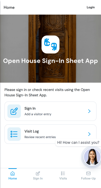 Open House Sign-In Sheet App Template