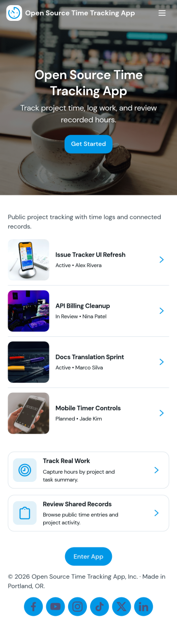 Open Source Time Tracking App Template