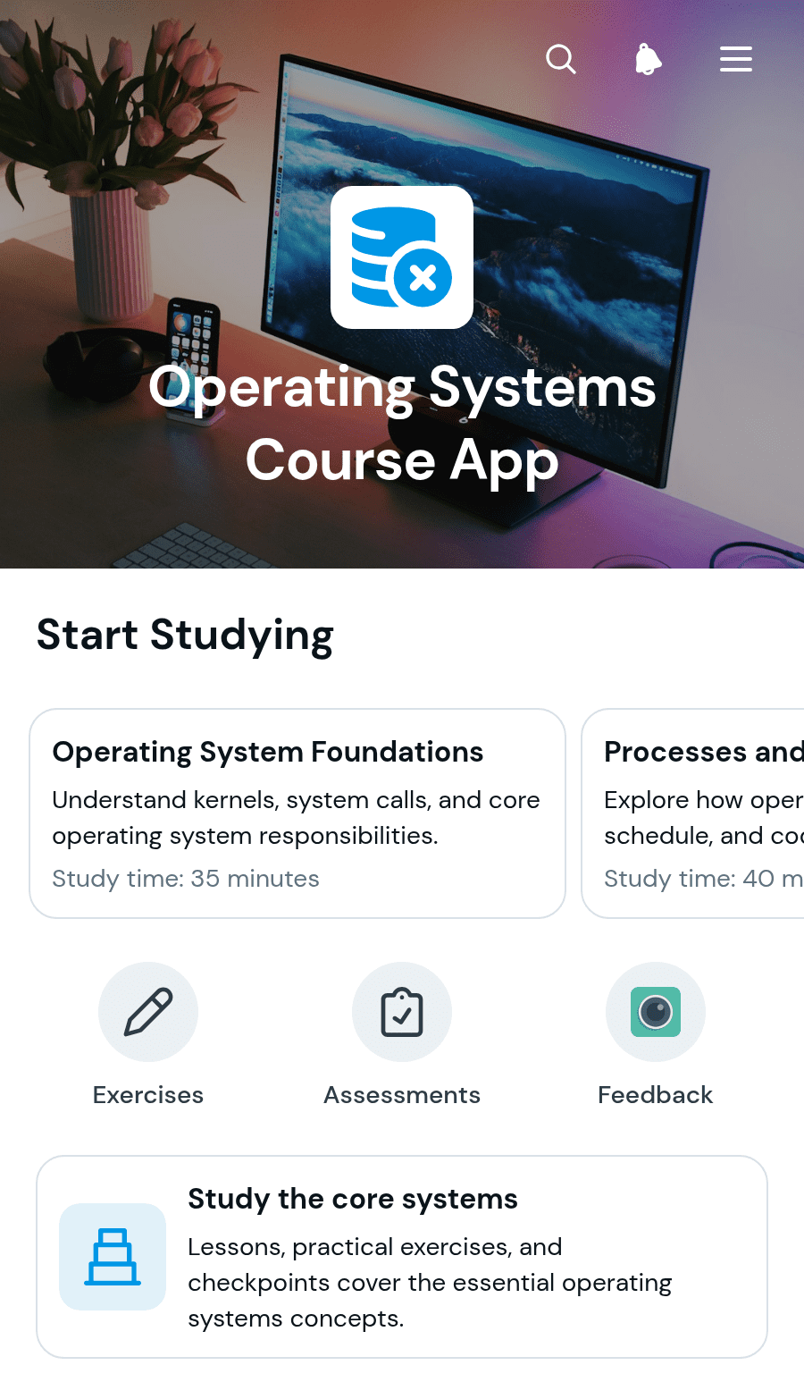 Operating Systems Course App Template | Jotform