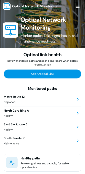 Optical Network Monitoring App Template