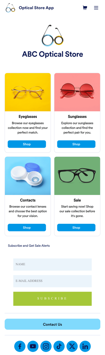 Customizable Optical Store App