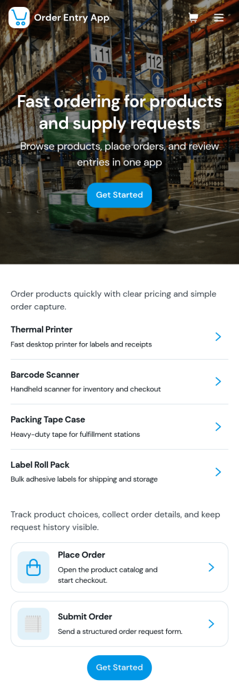 Order Entry App Template