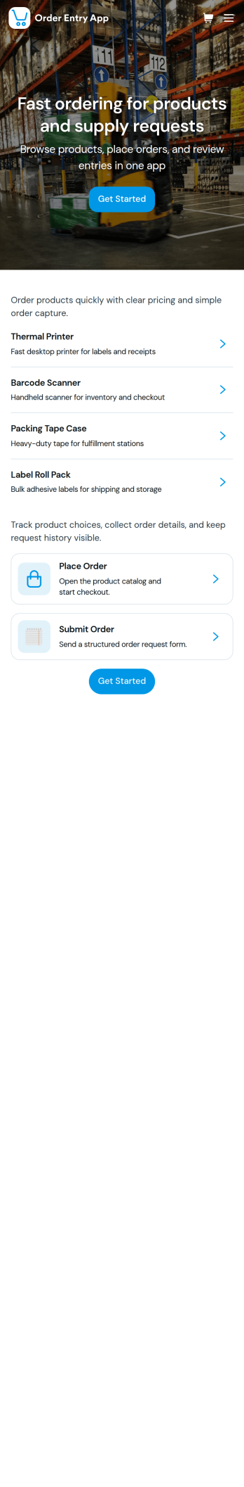 Order Entry App Template