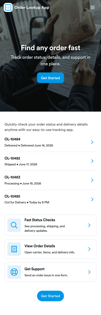 Order Lookup App Template
