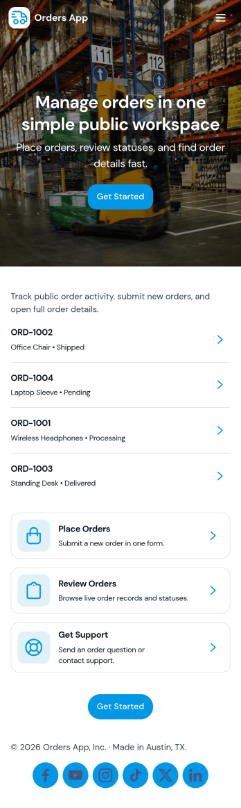 Orders App Template