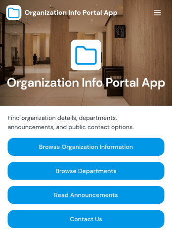 Organization Info Portal App Template
