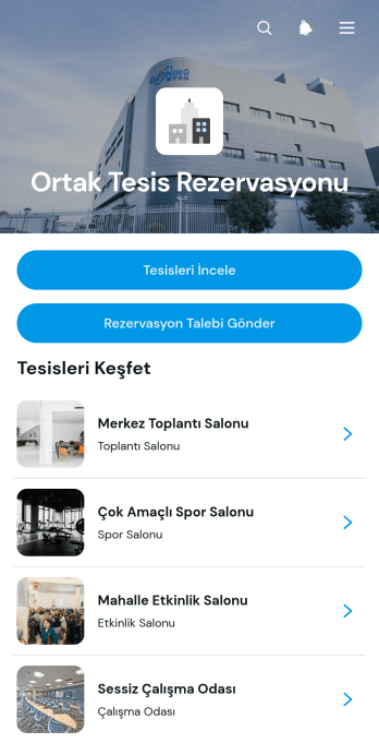 Ortak Kullanım Tesisi Rezervasyon Uygulama Șablonu