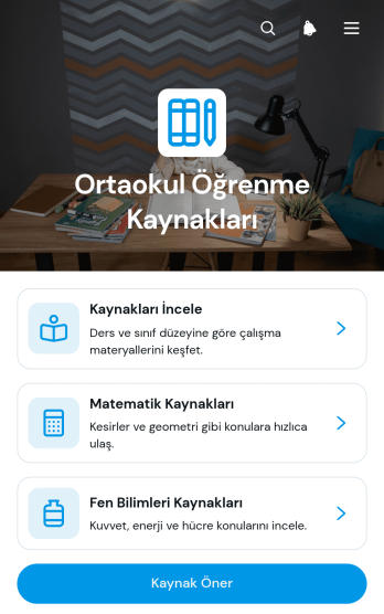 Ortaokul Öğrenme Kaynakları Uygulama Șablonu