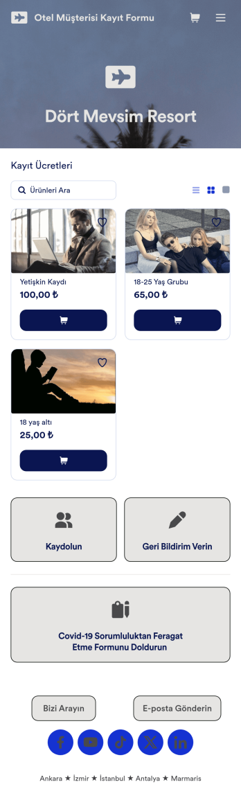Otel Müşterisi Kayıt Formu Uygulama Șablonu