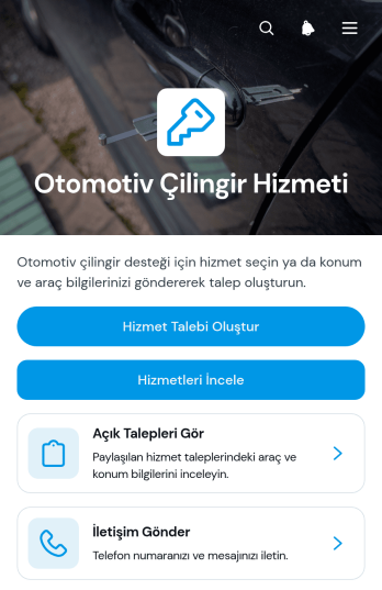 Otomotiv Çilingir Hizmeti Uygulama Șablonu