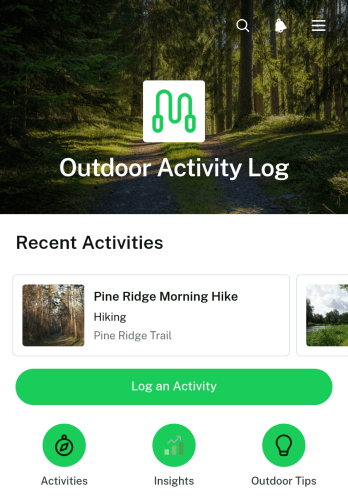 Outdoor Activity Log App Template